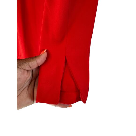 Fame and Partners Dress Orange Long Sleeve Tie Front Cocktail Midi Party Size 6 - Picture 7 of 15